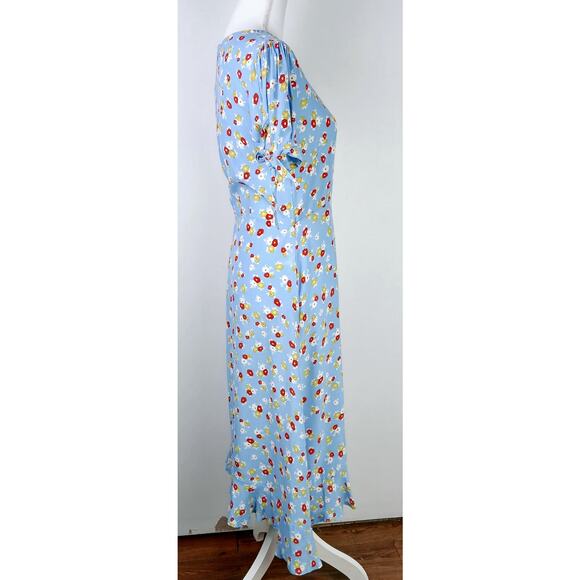 Anthropologie Faithful The Brand SZ 4 Erin Ditzy Print Midi Dress Blue - Picture 7 of 8